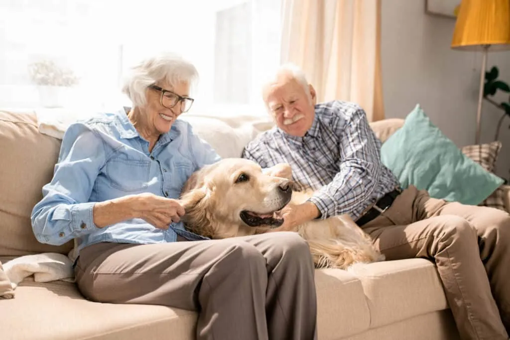 A carer helping an older person settle safely back at home