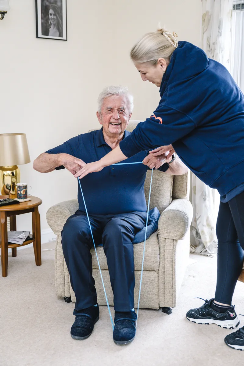 Abney & Baker home care professional supporting a client in Midsomer Norton, Somerset.