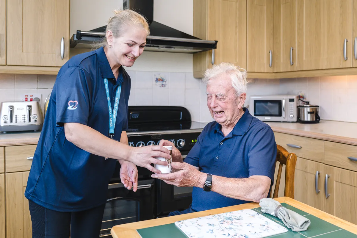 Abney & Baker home care professional supporting a client in Calne, Wiltshire.